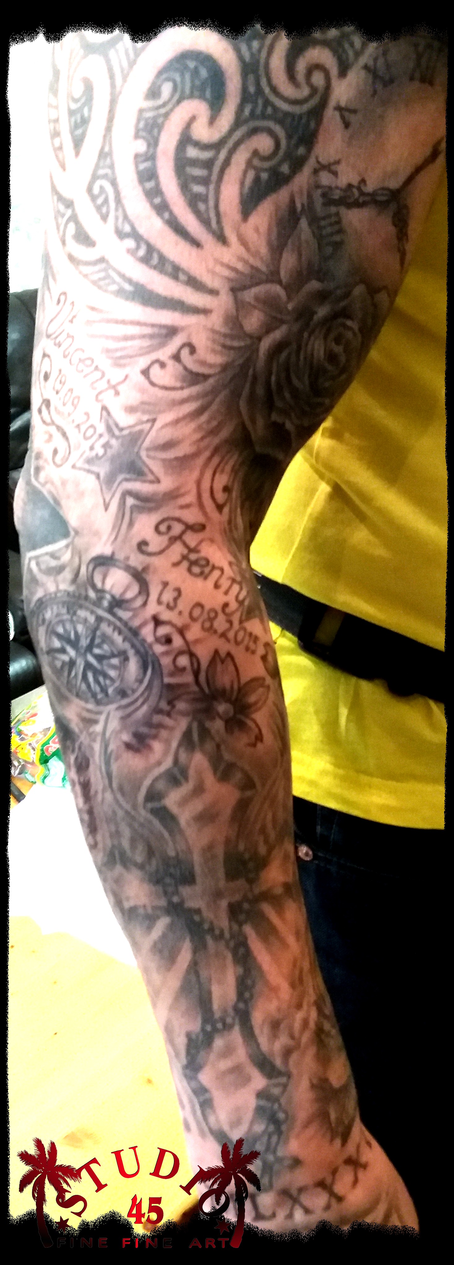 Maritimes Full Sleeve Kreuz Kompass Tattoo Recklinghausen STUDIO 45